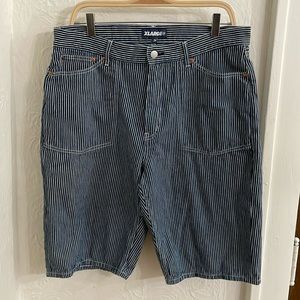 XLARGE Men's Striped Straight Denim Shorts Size 34 In Blue/White